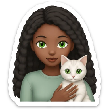 Black girl with grey cat sticker