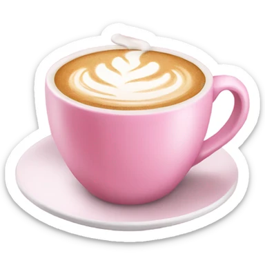 Pink coffee cup with latte  sticker