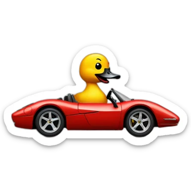 Duck driving a ferrari sticker
