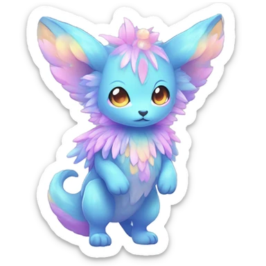 Shiny Shy Cool Colorful Pastel beautiful fantasy Kawaii Ethereal Sona Fakemon-animal Full Body sticker