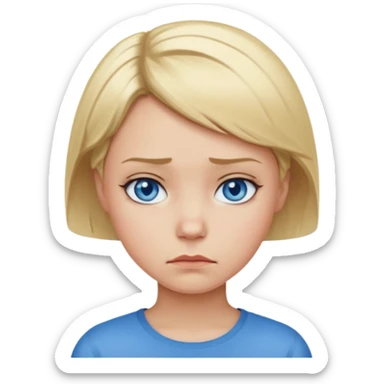 a girl blue eyes short blonde hair looking angry sticker