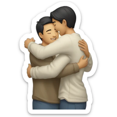 Asian male Berkeley student hugging jesus christ sticker