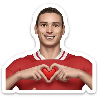 smiling boy with heart hands sticker