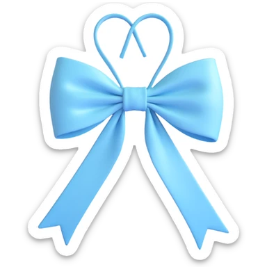 light blue coquette bow, pastel tones, elegant, tied with long tails, soft highlights sticker