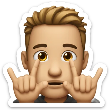 Pouty face with index fingers touching in the middle sticker