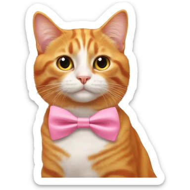 Orange cat wearing pink bowtie sticker
