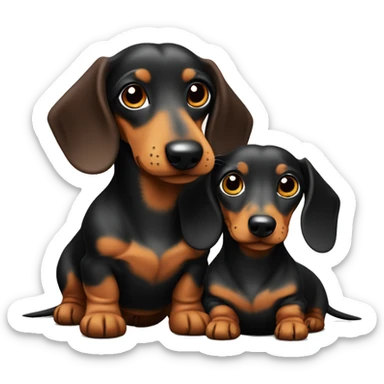 Two mini dachshund of different sizes and colours in love  sticker