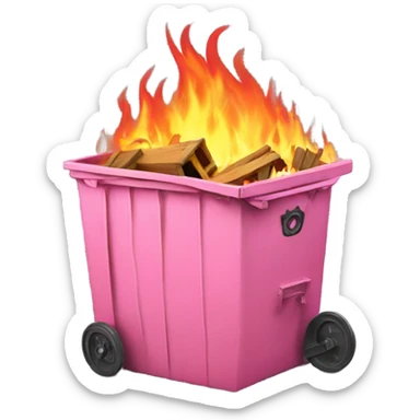 Pink dumpster fire; more flames sticker