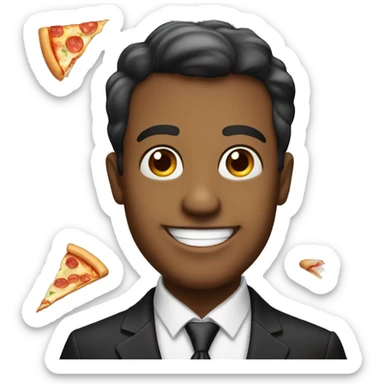 smiling man in formal wear eating pizza sticker