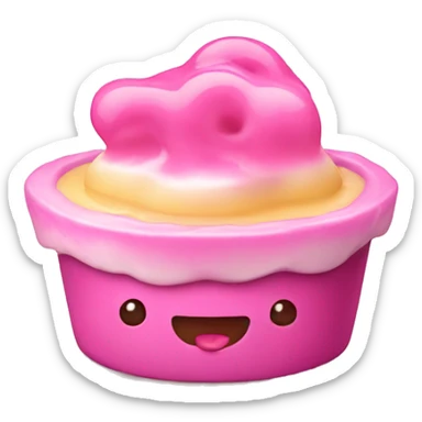 puding with pink sticker