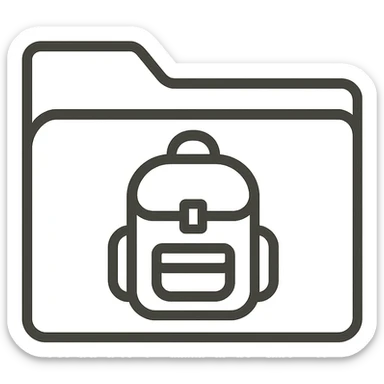 simple modern folder icon for 'school', no gradient, symbol of a school backpack, clear lines, neutral colors sticker