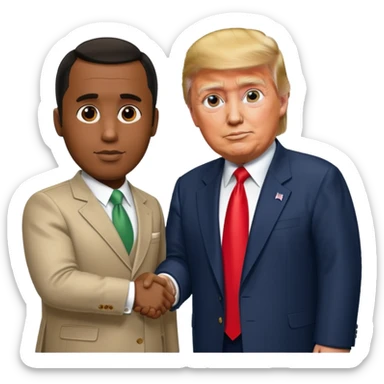 Diddy shaking hands with donald trump sticker