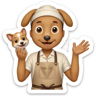 hombre vestido de perro vendedor  sticker