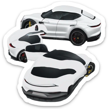 White porshe taycan from the back and side view sticker