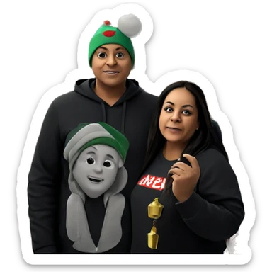 boy with christmas tree hat sticker