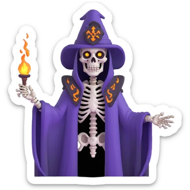 undead skeleton lich wizard with glowing eyes sticker