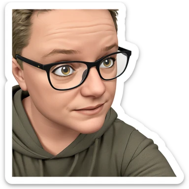 portrait of a boy with glasses sticker