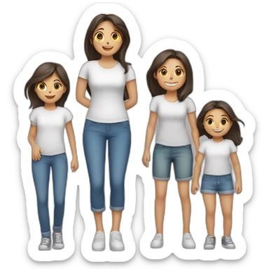 Familia de 6 personas 3 hijas y un hijo sticker
