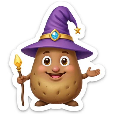 mutlu şapka giyen büyücü patates sticker