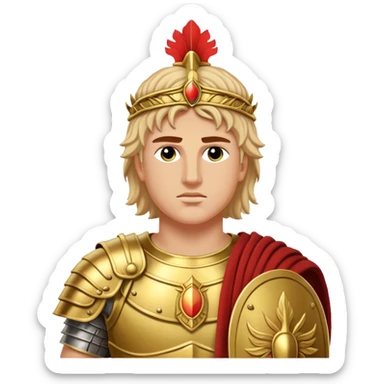 Cinematic Realistic portrait of Alexander the Great, depicted with photorealistic detail as a commanding historical conqueror, featuring sharp, lifelike facial features, meticulously rendered ancient Macedonian armor, and a laurel wreath, illuminated by natural, dramatic lighting that highlights his youthful determination and legendary presence. sticker