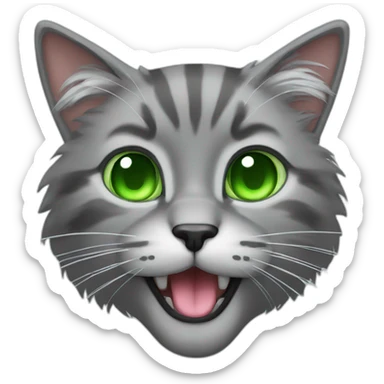 grey-hairy-cat-with-green-eyes-tongue-out sticker