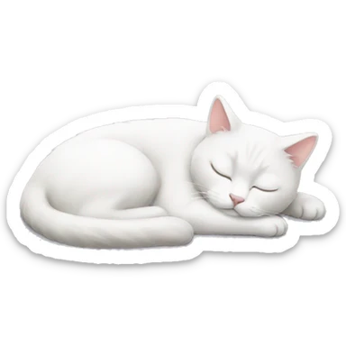 White cat sleeping  sticker
