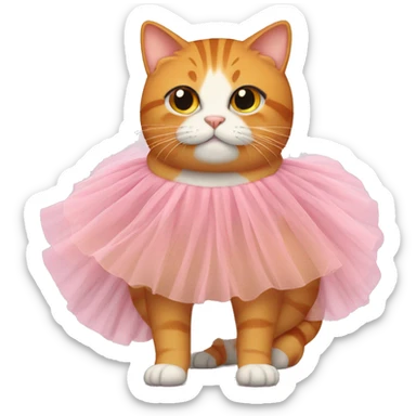Fat orange tabby cat wearing a tutu sticker