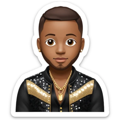 Pleasure P, R&B Singer from Pretty Ricky with dark brown hair, black sequin outfit sticker
