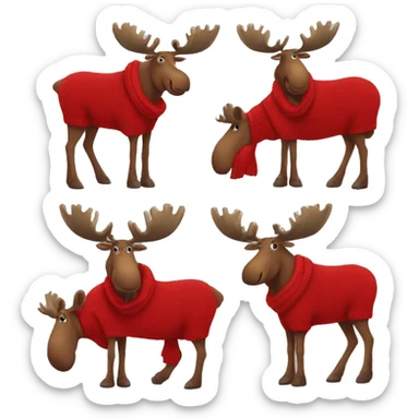 Moose wearing a red turtleneck sweater  sticker