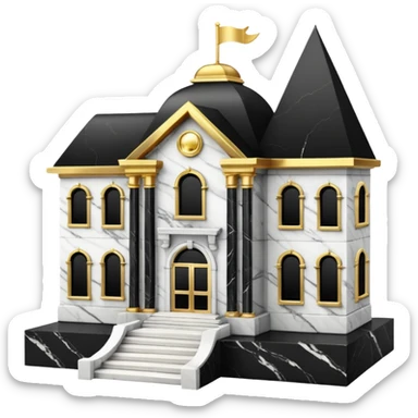 Black and white marble mansion aesthetics with shiny gold accents sticker