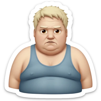 very  obese middle aged white man in wifebeater with  dirty appearance. His hair is very greasy and he looks lazy and uncaring sticker