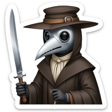 Plague doctor holding a knife sticker