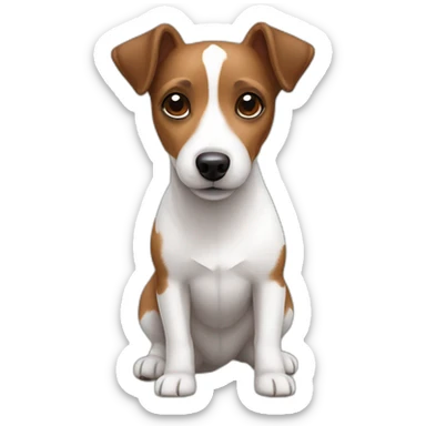 brown and white jack russell with one ear down and the other up sticker