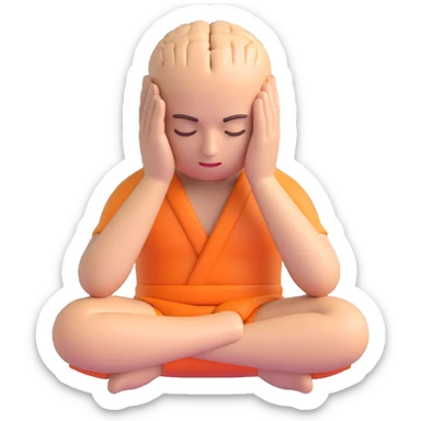 brain thinking, meditative air, 3D emoji style sticker