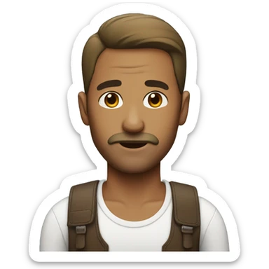 man with mostuche and short side part hair sticker