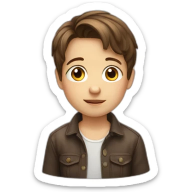 little boy child with brown hair sticker