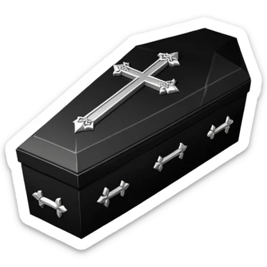 Gothic Victorian black coffin with a tiny silver cross on it  sticker
