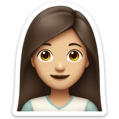 asian girl with long chocolate hair smiling sticker