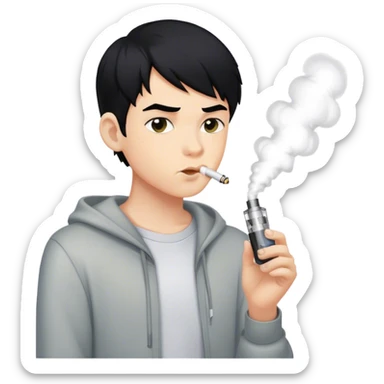 boy with black hair vaping sticker