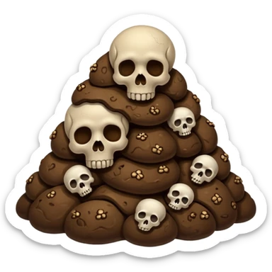 poop emoji with bones and skulls sticker