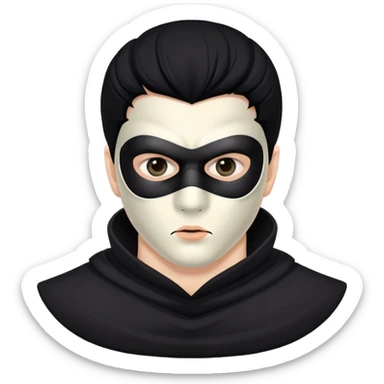masked man, evil, serial killer, creepy, black hair sticker