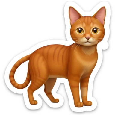A 3D cartoon Abyssinian cat with orange-ginger coat, detailed fur texture, energetic pose, bright studio lighting, Memoji-style. sticker