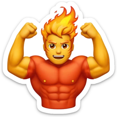 fire emoji add flex bicep behind it sticker