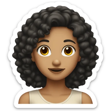A tan girl with the black curly hair  sticker