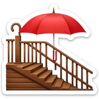 Red umbrella on stair railing sticker
