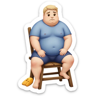 Fat guy sitting on a broken chair sticker