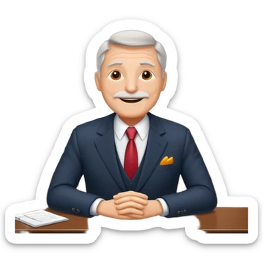 happy old boss in his office sticker