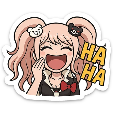 Danganronpa style emoji of laughing Junko Enoshima sticker
