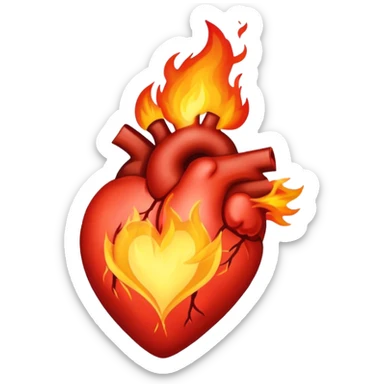 Corazón con fuego  sticker