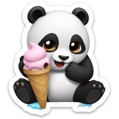 Panda eating ice cream sticker